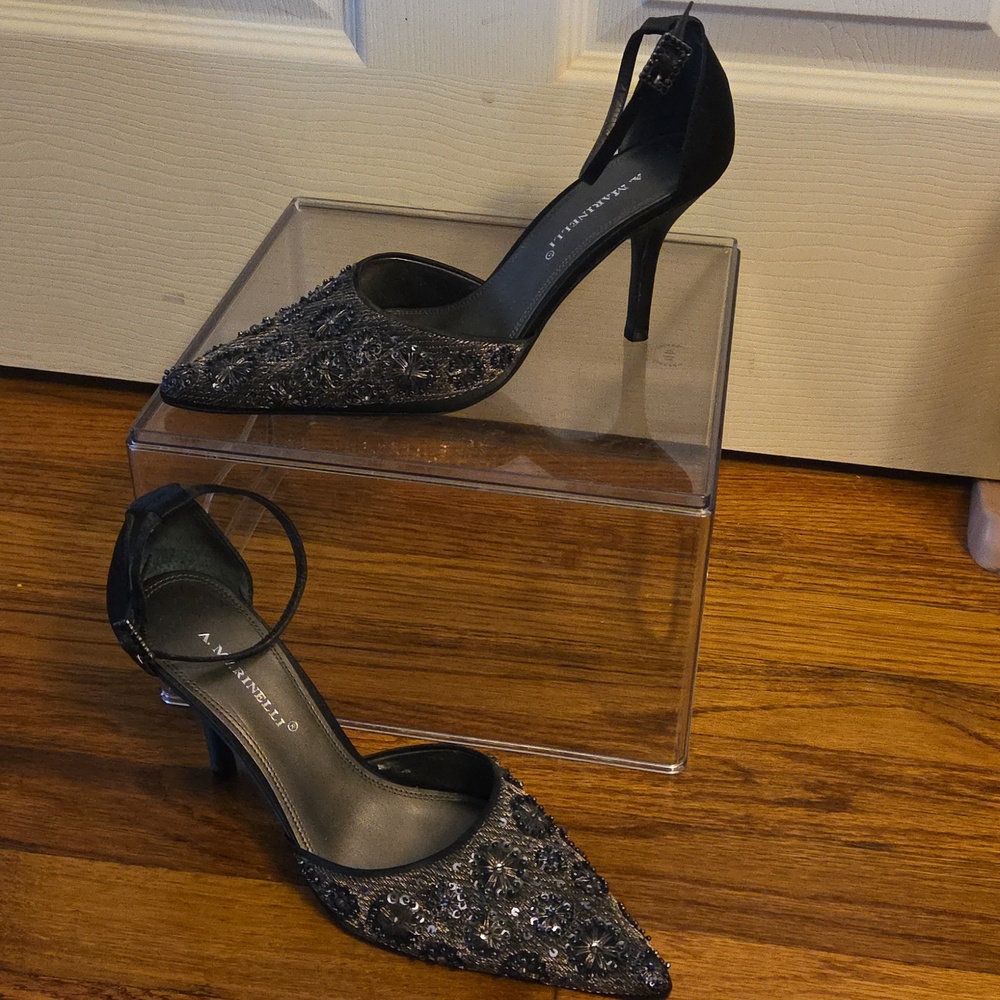 A. Marinelli Black Embellished Women's Heels 8.5M